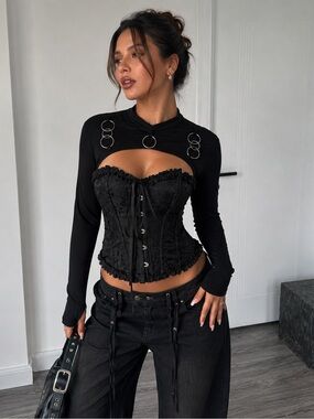 Black Bolero with Ring Detail - Women